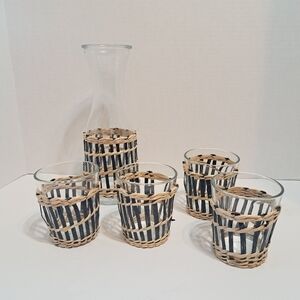 5 Piece Reed Seagrass Brunch Decanter‎ Juice Glass Set